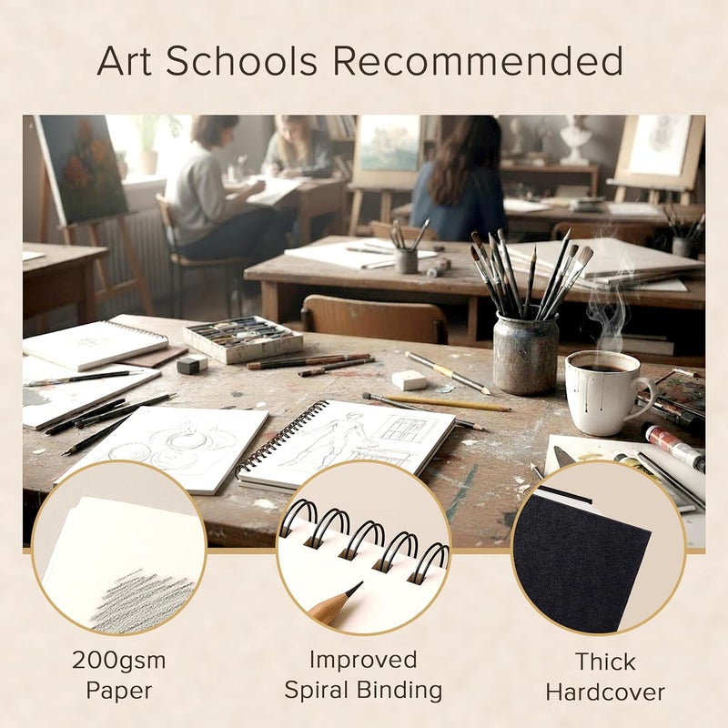 String & Space Artist’s Sketchbook Hardcover – 200GSM Very Thick Paper – Spiral Sketch Book for Drawing and Mixed Media – Sketch Pad, Art Book - 5.8 x 8.5, 40 Sheets / 80 Pages - Image 5